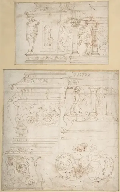 Sketches for the Design of a Casket (recto); Battle of the Centaurs and Lapiths(?) (verso)