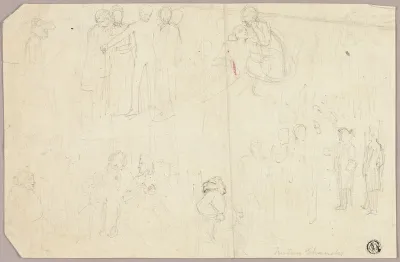 Sketches for Tristram Shandy (recto); Sketches of Medallion with Seated Allegorical Figure (verso)