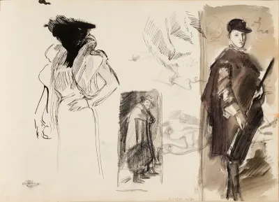 Sketches, Menippus and Cardinal-Infante Ferdinand of Austria, in Hunting Dress after Diego Velázquez and a sketch for Portrait of the Opera Singer Aino Ackté