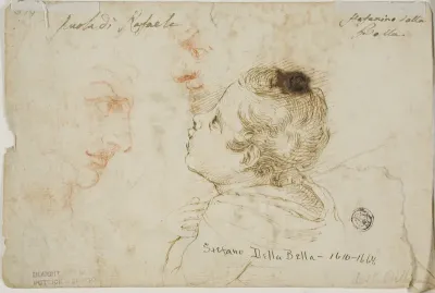 Sketches of Child Praying, Two Male Profiles (recto); Sketches of Male Heads (verso)