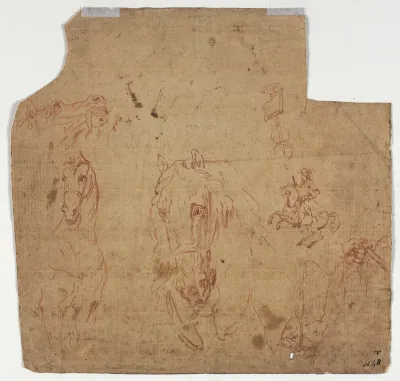 Sketches of Horses and Riders (recto)