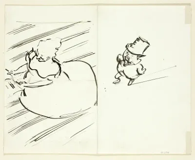 Sketches of Man and Woman Seen from Above