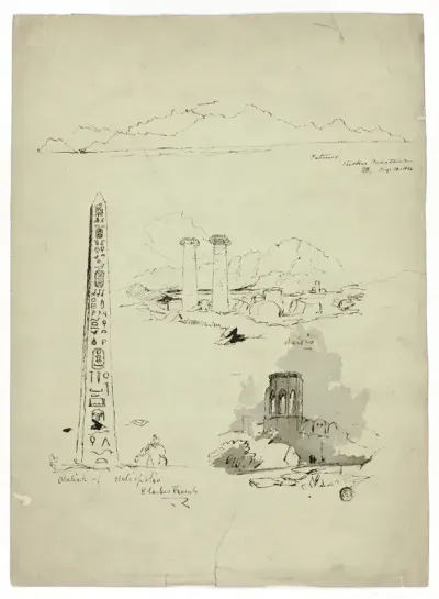 Sketches of Patmos, Sardis, Obelisk of Heliopolis