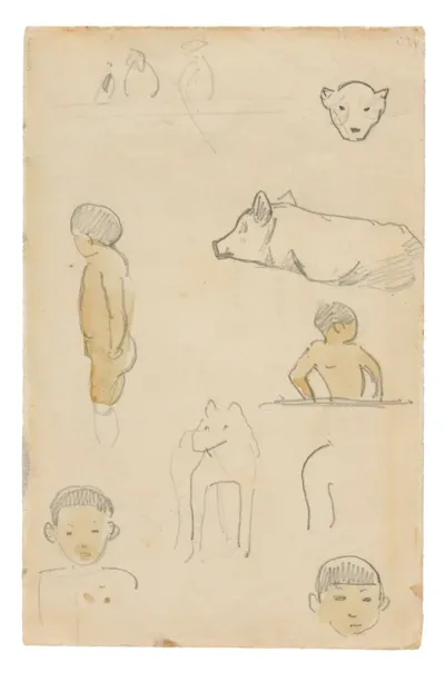 Sketches of Standing Figures and Animals