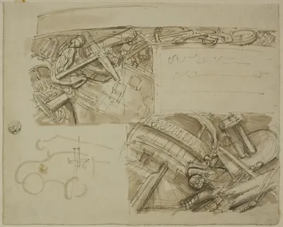 Sketches of Various Objects, Including Anchor