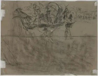 Skirmish Involving a Wagon Train [verso]