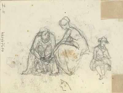 Skoen prøves. Figurstudier