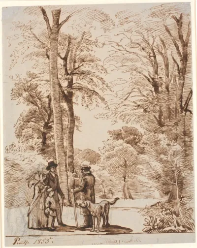 Skovvej med figurer. Islinge
