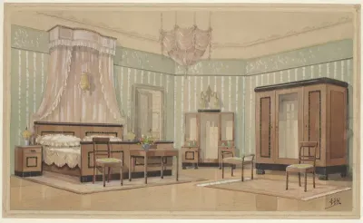 Slaapkamer met lichtkroontje in bedhemel