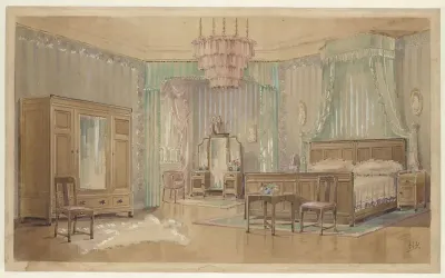 Slaapkamer met ovale portretten