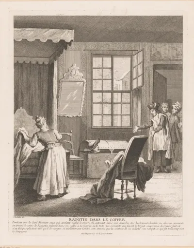 Slaapkamerinterieur met Ragotin in een kist