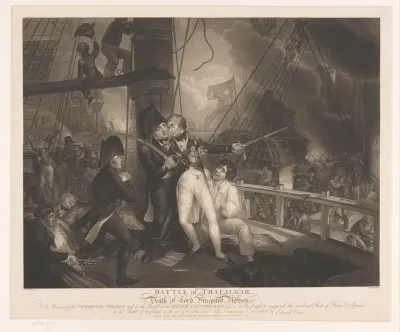 Slag bij Trafalgar met de dood van Horatio Nelson