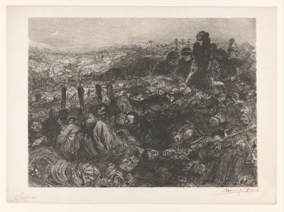 Slagveld met gesneuvelde soldaten