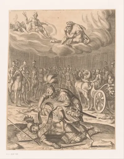Slagveld met Jupiter en Hercules in de wolken