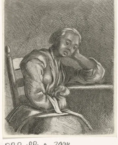 Slapend meisje aan tafel