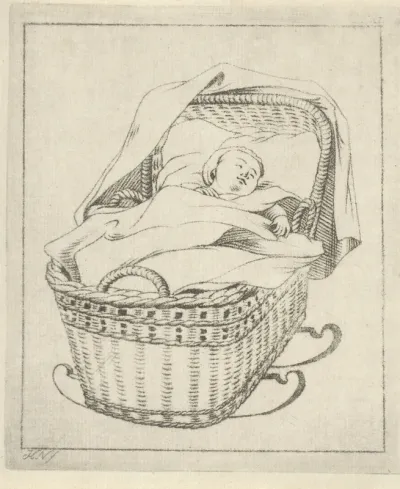 Slapende baby in een wieg