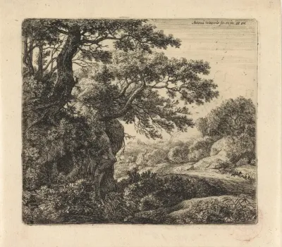 Slapende figuren in een landschap