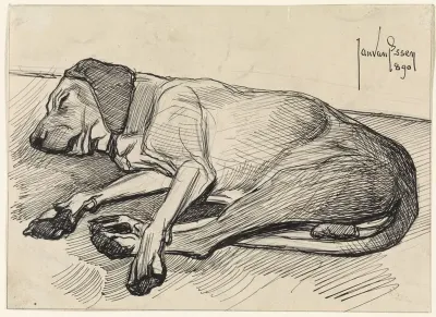 Slapende hond, naar links