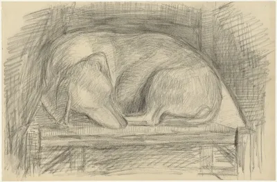 Slapende hond op een stoel