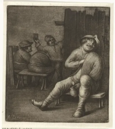 Slapende man in een herberg