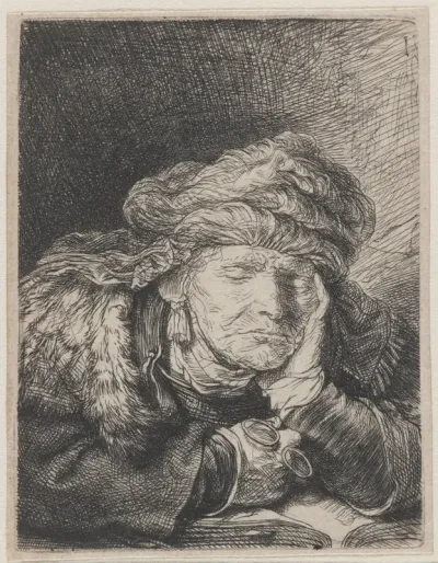 Slapende oude vrouw