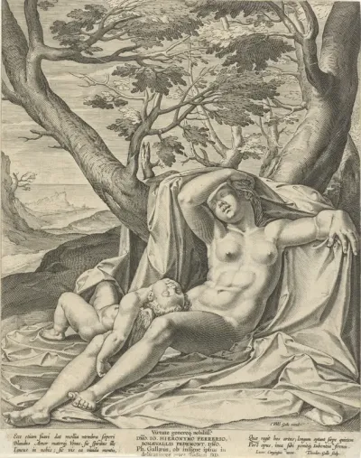Slapende Venus en Cupido