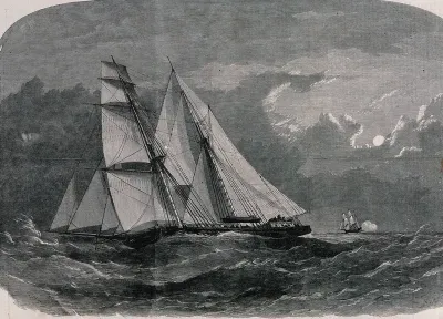 Slave ships on the ocean