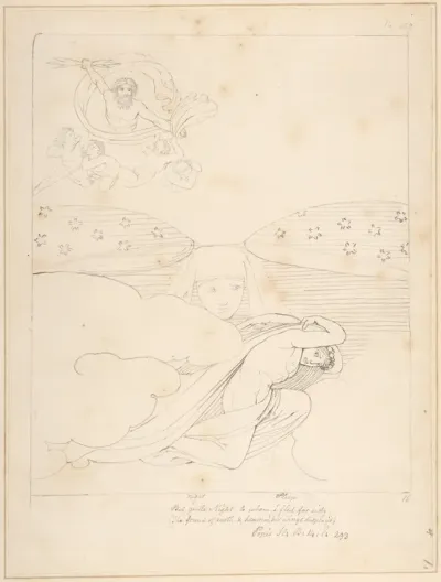 Sleep Escaping from the Wrath of Jupiter – "But gentle Night to whom I fled for Aid (the Friend of Earth and Heaven), Her Wings Display'd" (Pope's Iliad, Book 14, line 293)