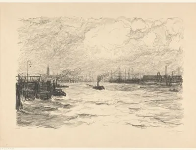 Sleepboot in de haven te Hamburg