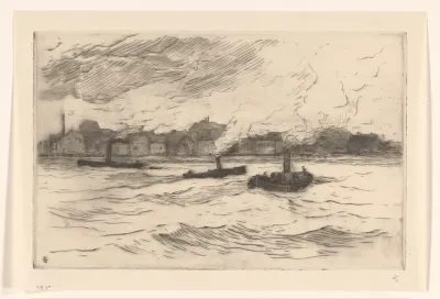 Sleepboten op de Maas voor Dordrecht
