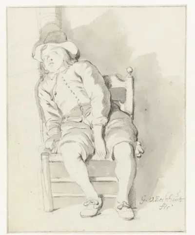 Sleeping Boy Sitting in a Chair