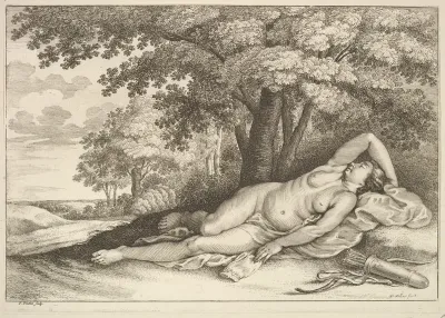 Sleeping figure of Diana the huntress