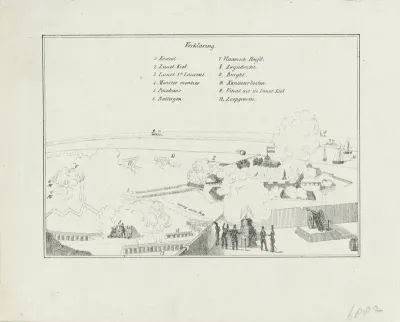 Sleutel bij de prent van de belegering der Citadel van Antwerpen, december 1832