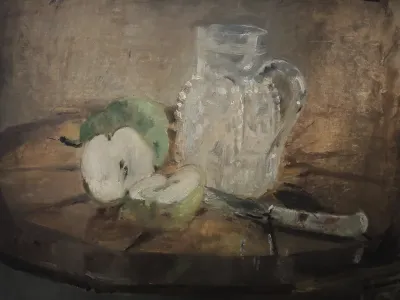 Sliced ​​apple and pitcher
