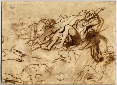 Slight sketches for reclining figures, overcome by wine