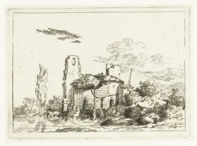 Sluis met een rieten dak