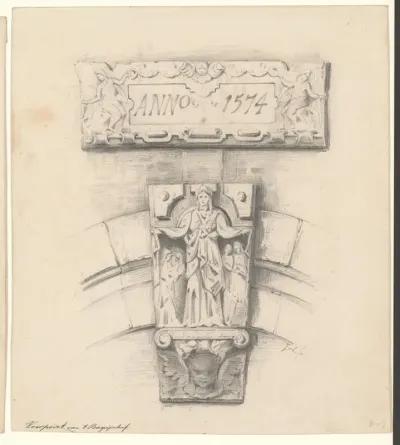 Sluitsteen van St. Ursula boven de voorpoort van het Begijnhof