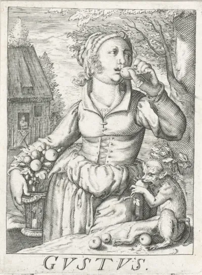 Smaak (Gustus), een vrouw met vruchten
