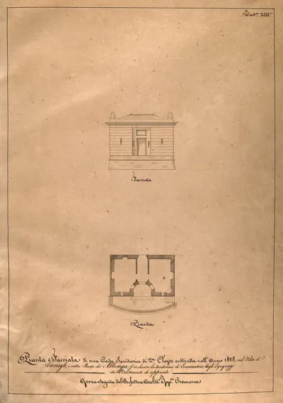 Small hospital at Camogli port: facade, floor plan