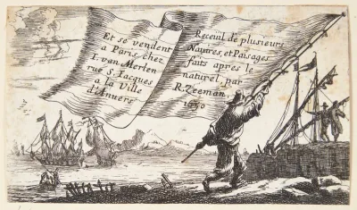 Sømand med en fane. Titelblad til "Søstykker og landskaber"