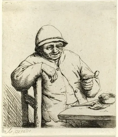 Smoker Leaning on the Back of a Chair