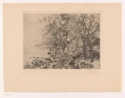 Sneeuwlandschap met een schuur aan de bosrand