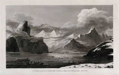Snug Corner cove, in Prince William Sound, Alaska; encountered by Captain Cook on his third voyage (1777-1780)