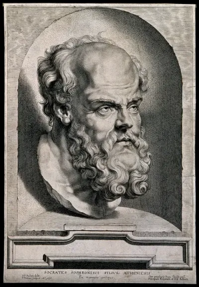 Socrates. Line engraving by P. Pontius, 1638, after Sir P. P. Rubens