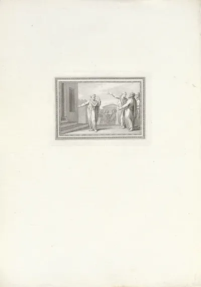 Socrates voor zijn huis