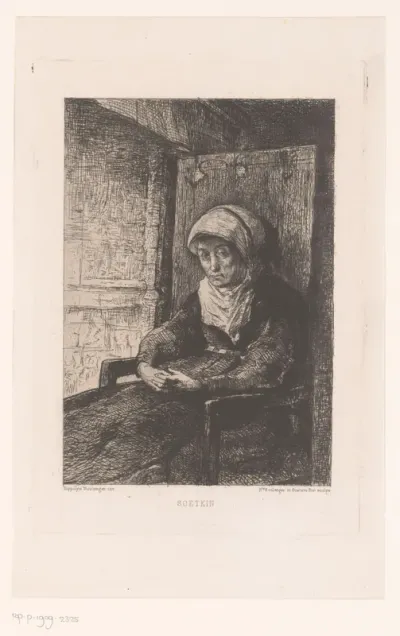Soetkin, moeder van Tijl Uilenspiegel, zit bij de haard