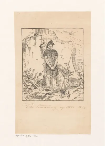 Soldaat of piraat bij ruïne
