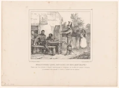 Soldaat spreekt een dronken kameraad aan bij een kroeg