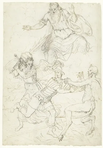 Soldaat tussen H. Michaël en de duivel