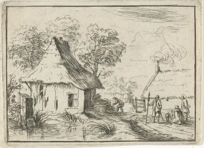 Soldaten bij een boerderij